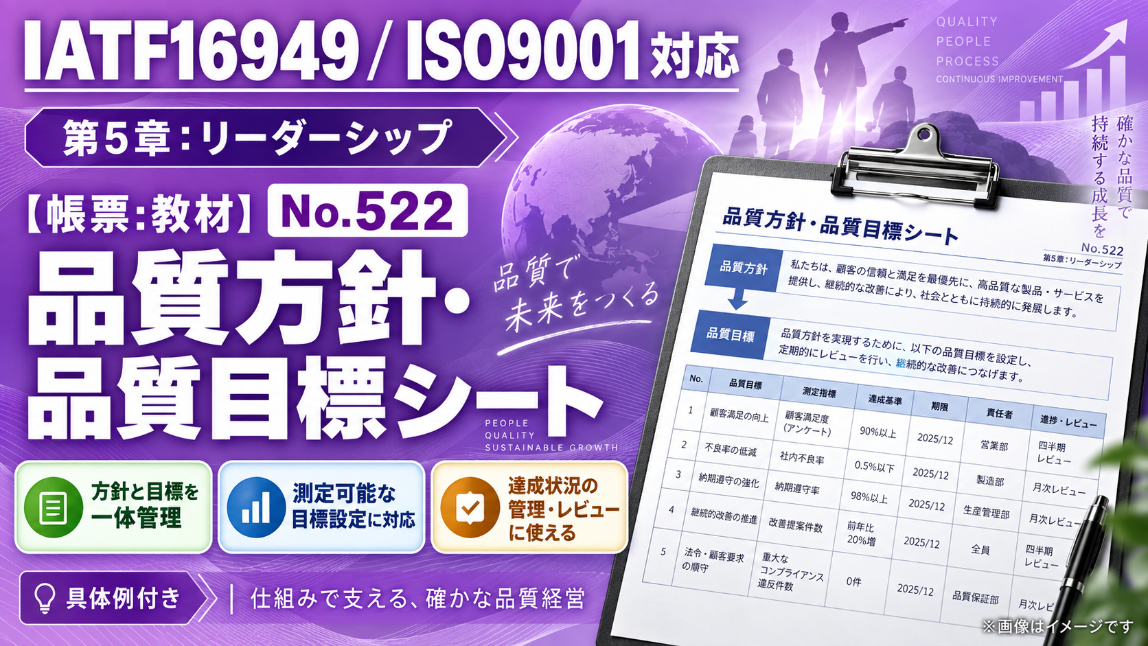 【帳票:教材】No.522_品質方針・品質目標シート