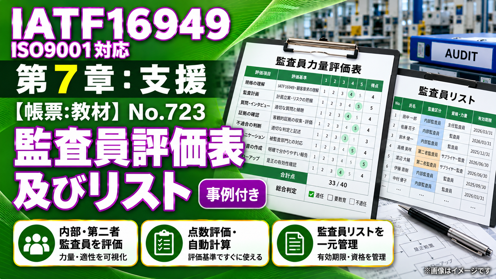 【帳票:教材】No.723_監査員評価表及びリスト