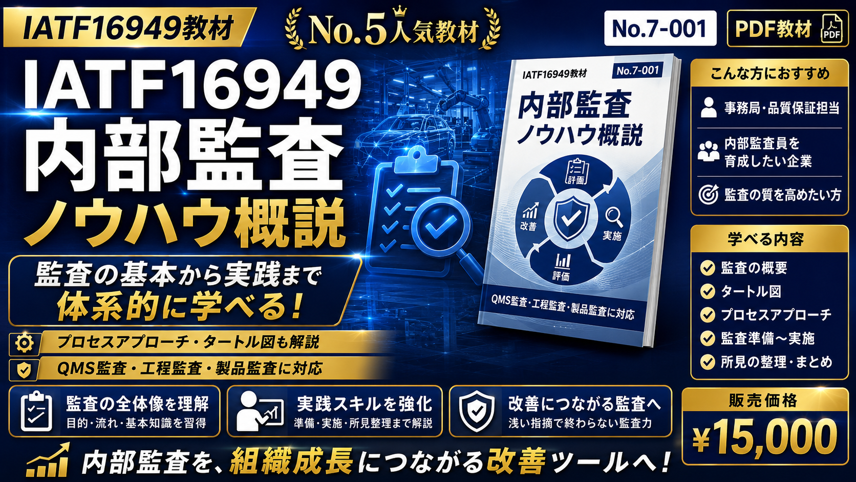 【人気教材】No.7-001_IATF16949_内部監査ノウハウ:QMS監査・製造工程監査・製品監査